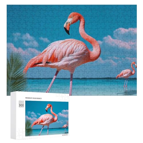 300-teiliges Puzzle für Erwachsene, Flamingo im Wasser, Holzpuzzle, Geschenk, anspruchsvolles Puzzle für Familienspielabende, Puzzles für Heimdekoration, 28,9 x 40,6 cm von LFDSEPYM