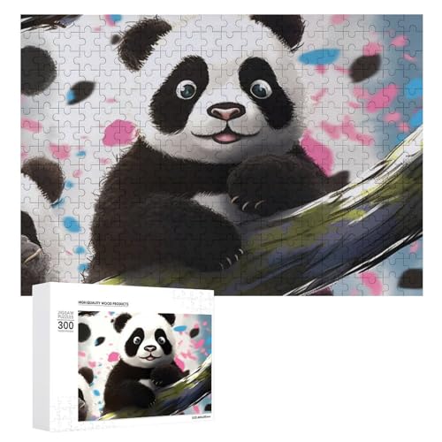 300-teiliges Puzzle für Erwachsene, niedlicher Panda, Holzpuzzle, Geschenk, anspruchsvolles Puzzle für Familienspielabende, Puzzles für Heimdekoration, 28,9 x 40,6 cm von LFDSEPYM