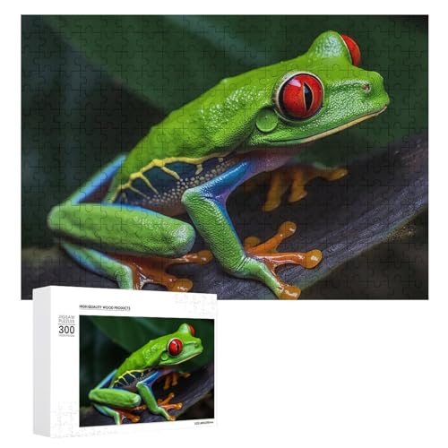 300-teiliges Puzzle für Erwachsene, rotäugiger Baumfrosch, Holzpuzzle, Geschenk, anspruchsvolles Puzzle für Familienspielabende, Puzzles für Heimdekoration, 28,9 x 40,6 cm von LFDSEPYM