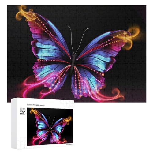 300-teiliges Puzzle für Erwachsene, tanzender Schmetterling, Holzpuzzle, Geschenk, anspruchsvolles Puzzle für Familienspielabende, Puzzles für Heimdekoration, 28,9 x 40,6 cm von LFDSEPYM