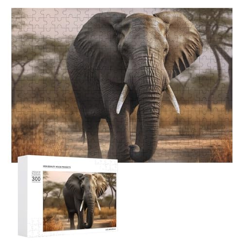 300-teiliges Puzzle für Erwachsene, tropischer afrikanischer Elefant, Holzpuzzle, Geschenk, anspruchsvolles Puzzle für Familienspielabende, Puzzles für Heimdekoration, 28,9 x 40,6 cm von LFDSEPYM