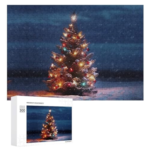 300-teiliges Puzzle für Erwachsenen-Weihnachtsbaum im Winter, Holzpuzzle, Geschenk, anspruchsvolles Puzzle für Familienspielabende, Puzzles für Heimdekoration, 28,9 x 40,6 cm von LFDSEPYM