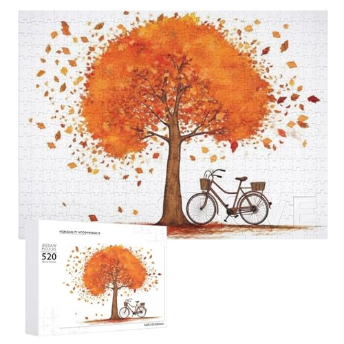 Autumn Tree with Aged Old Bike Jigsaw Puzzle for Adults 520 Piece Unique Wooden Puzzle Gift Challenging Puzzle for Family Game Nights 15 X 20 Inches von LFDSPYJE