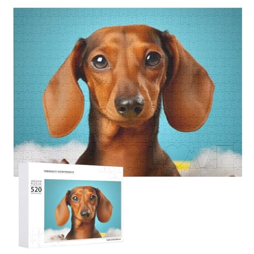 Dackel-Hunde-Puzzle für Erwachsene, 520 Teile, einzigartiges Holzpuzzle, Geschenk, herausforderndes Puzzle für Familienspielabende, 38,1 x 50,8 cm von LFDSPYJE