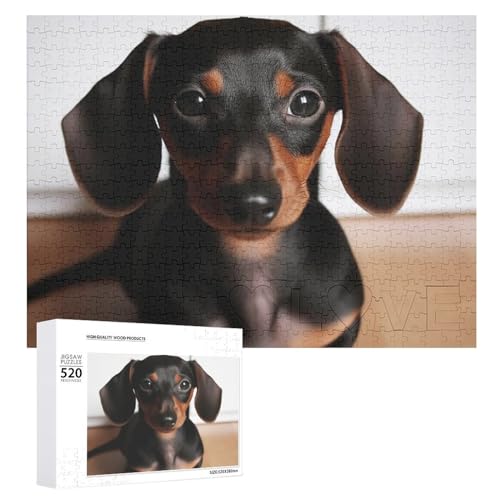 Niedliches Wiener Wursthund-Puzzle für Erwachsene, 520 Teile, einzigartiges Holzpuzzle, Geschenk, herausforderndes Puzzle für Familienspielabende, 38,1 x 50,8 cm von LFDSPYJE