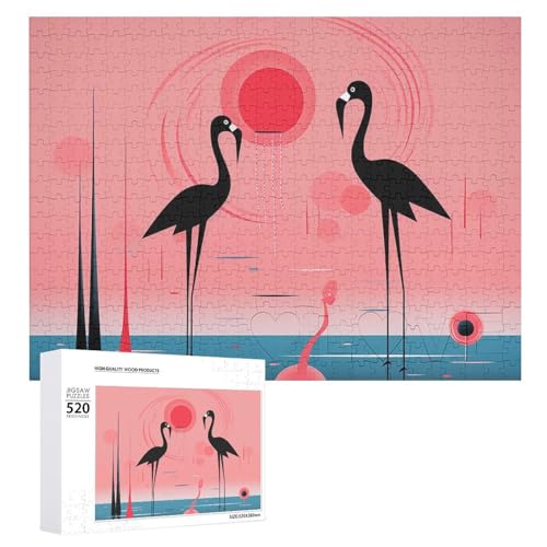 Puzzle mit Streifen und Flamingos für Erwachsene, 520 Teile, einzigartiges Holzpuzzle, Geschenk, herausforderndes Puzzle für Familienspielabende, 38,1 x 50,8 cm von LFDSPYJE