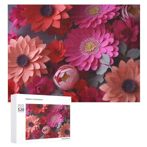 Red Flowers Jigsaw Puzzle for Adults 520 Piece Unique Wooden Puzzle Gift Challenging Puzzle for Family Game Nights 15 X 20 Inches von LFDSPYJE
