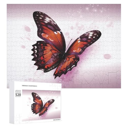 Schmetterlingspuzzle für Erwachsene, 520 Teile, einzigartiges Holzpuzzle, Geschenk, herausforderndes Puzzle für Familienspielabende, 38,1 x 50,8 cm von LFDSPYJE