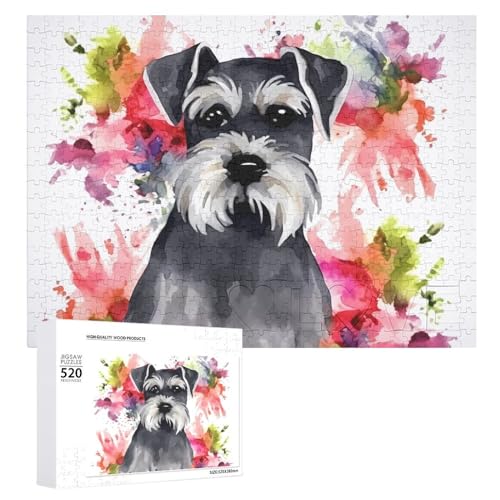 Schnauzer Puzzle für Erwachsene, 520 Teile, einzigartiges Holzpuzzle, Geschenk, herausforderndes Puzzle für Familienspielabende, 38,1 x 50,8 cm von LFDSPYJE