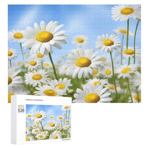 Spring Daisy Flowers Jigsaw Puzzle for Adults 520 Piece Unique Wooden Puzzle Gift Challenging Puzzle for Family Game Nights 15 X 20 Inches von LFDSPYJE