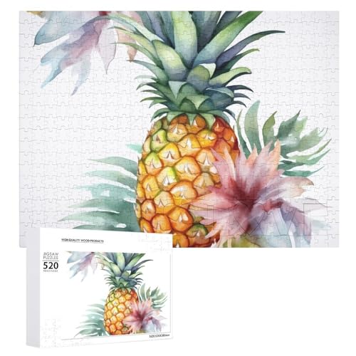 Tropische Ananas-Puzzle für Erwachsene, 520 Teile, einzigartiges Holzpuzzle, Geschenk, herausforderndes Puzzle für Familienspielabende, 38,1 x 50,8 cm von LFDSPYJE