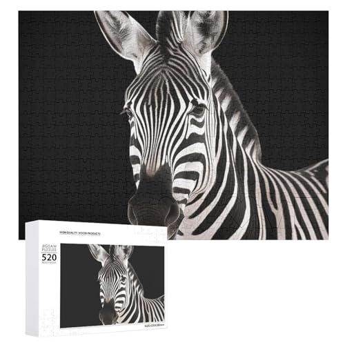Zebra Puzzle für Erwachsene, 520 Teile, einzigartiges Holzpuzzle, Geschenk, herausforderndes Puzzle für Familienspielabende, 38,1 x 50,8 cm von LFDSPYJE