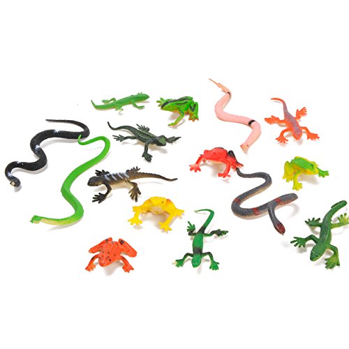 LG-Imports 15er Set Reptilien ca. 4-8cm - Schlangen, Frösche, Echsen, Geckos etc. von LG