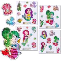 Glitzer Sticker Meerjungfrau 7x8cm, Aufkleber für Kinder, 1 Karte, von LG-Imports