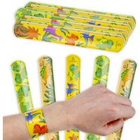 Großpack Schnapparmbänder Dinosaurier, 36 Stück, 22cm, Mitgebsel für Jungen von LG Imports