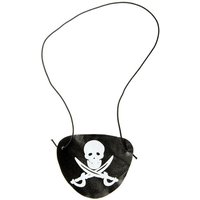 Piraten-Augenklappe schwarz mit Totenkopf-Emblem, 7,5cm, Plastik von LG-Imports