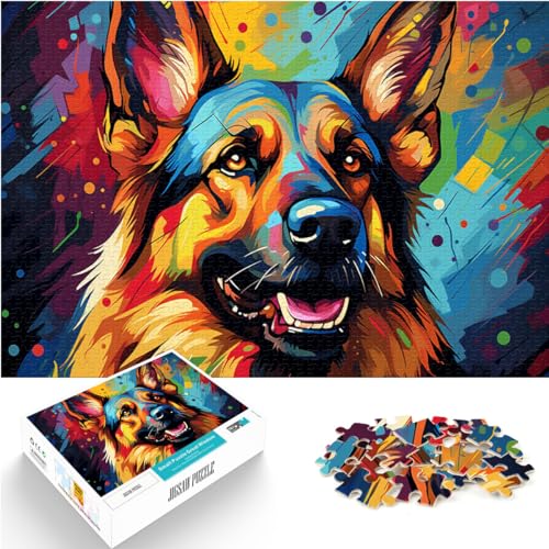 Das farbenfrohe, psychedelische Puzzle „Deutscher Schäferhund“ mit 1000 Teilen aus Holz eignet ganze Familie und die 1000 Teile (50 x 75 cm) von LGNBTGM