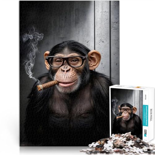 Lernspiele Schimpanse raucht Zigarre Puzzle 1000 Teile für Erwachsene 26x38cm Geburtstagsgeschenk, Geschenke für ab 14 Jahren Lernspiele Schimpanse raucht Zigarre Puzzle 1000 Teile für Erwachsene 26x38cm Geburtstagsgeschenk, Geschenke für ab 14 Jahren von LGNBTGM