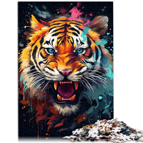 Puzzle, Lernspiele, Fantasie, bunter Tiger, 500 Teile, für Erwachsene, schwieriges Puzzle, Holzpuzzle, anspruchsvolles Spiel, 500 Teile (38 x 52 cm) von LGNBTGM