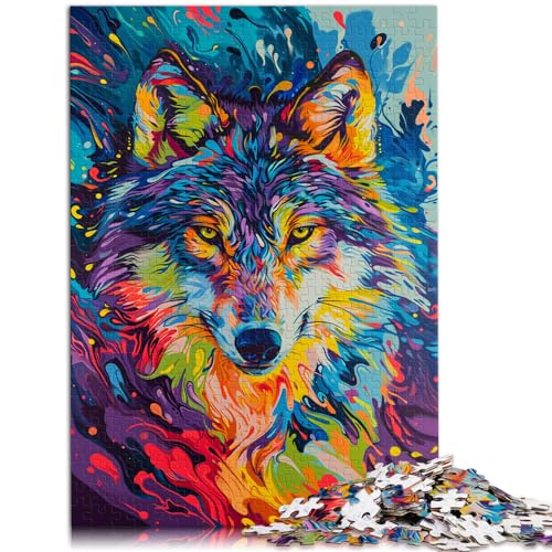 Puzzle, Lernspiele, Psychedelischer bunter Planet Wolf, 300-teiliges Puzzle für Erwachsene, Holzpuzzle, Spaßspiele für 300 Teile (26 x 38 cm) von LGNBTGM