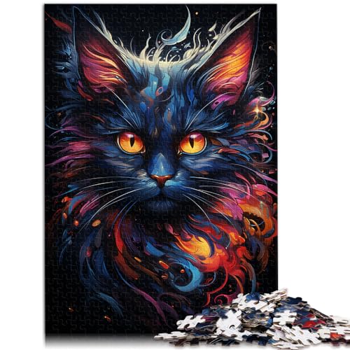 Puzzle, Lernspiele, exotische Bunte Schwarze Katze, 300-teiliges Puzzle für Erwachsene, Holzpuzzle, anspruchsvolles, schwieriges Puzzle, 300 Teile (26 x 38 cm) von LGNBTGM