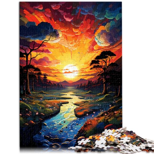 Puzzle, Lernspiele, farbenfroher Fantasie-Sonnenuntergangsfluss, 1000-teiliges Puzzle, Lernspiele, Holzpuzzle, Spielzeug, Denkspiel, 1000 Teile (50 x 75 cm) von LGNBTGM