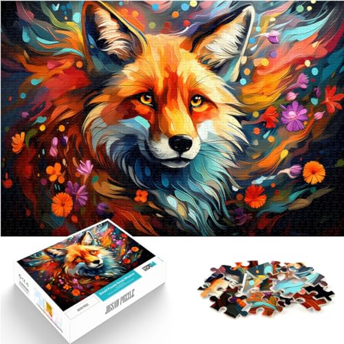 Puzzle, Lernspiele, farbenfrohes psychedelisches Fuchstier, schwierige, anspruchsvolle Puzzles, 1000-teiliges Holzpuzzle, unmögliches Puzzle, 1000 Teile (50 x 75 cm) von LGNBTGM