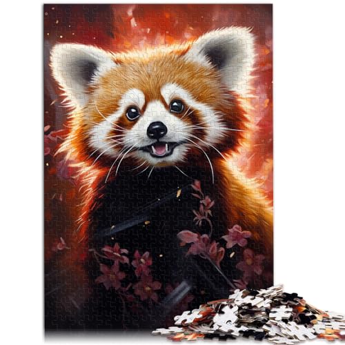 Puzzle, Lernspiele, farbenfrohes rotes Panda-Puzzle, 1000 Teile für Erwachsene, schwieriges Holzpuzzle, 50 x 75 cm von LGNBTGM