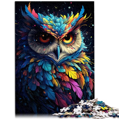 Puzzle, Malerei, Farbe, Tier, Eule, Puzzle, 1000 Teile, Puzzle für Erwachsene, Holzpuzzle mit passendem Poster und Wissensblatt, 1000 Teile (50 x 75 cm) von LGNBTGM