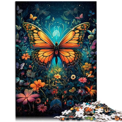 Puzzle, bunter Psychedelischer Schmetterling, 500-teiliges Puzzle für Erwachsene, Holzpuzzle, Heimdekoration, Puzzle 500 Teile (38 x 52 cm) von LGNBTGM