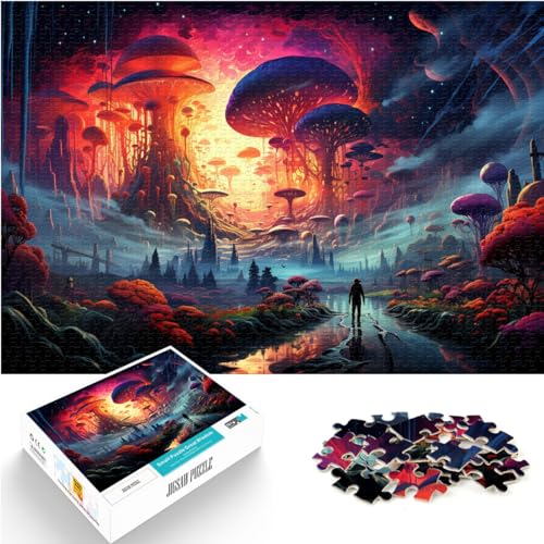 Puzzle, farbenfrohe psychedelische Schönheitslandschaft, Puzzle für Erwachsene, 300-teiliges Holzpuzzle als Geschenk für die ganze Familie, 300 Teile (26 x 38 cm) von LGNBTGM