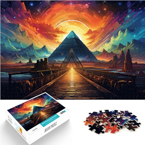 Puzzle „Bunte Psychedelie, die zur Pyramide führt“, 1000-teiliges Puzzle für Erwachsene, Holzpuzzle für anspruchsvolles Puzzlespiel und Familienspiel, 1000 Teile (50 x 75 cm) von LGNBTGM