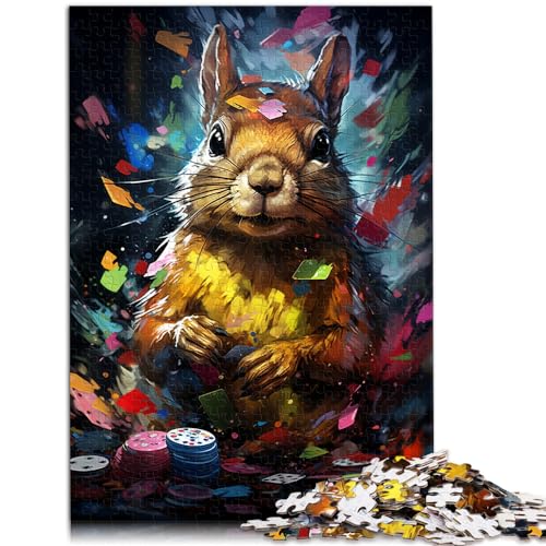 Puzzle „Buntes psychedelisches Eichhörnchen-Poker“ 1000-teiliges Holzpuzzle ganze Familie und die 1000 Teile (50 x 75 cm) von LGNBTGM