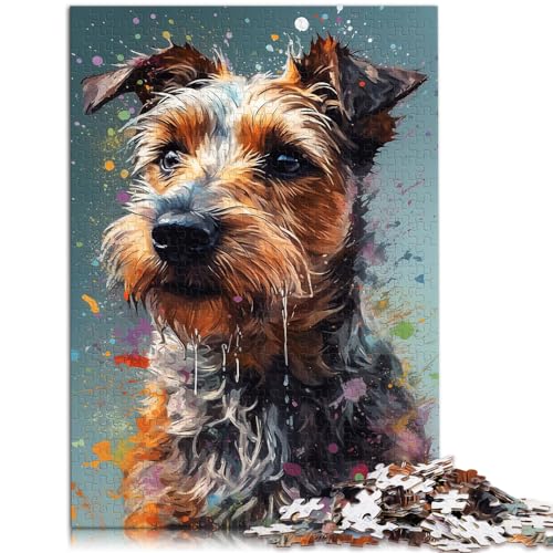 Puzzle „Terrier-Malerei“, 1000 Teile, für Erwachsene, aus Holz, anspruchsvolles, unterhaltsames Spiel für die ganze Familie, 1000 Teile (50 x 75 cm) von LGNBTGM