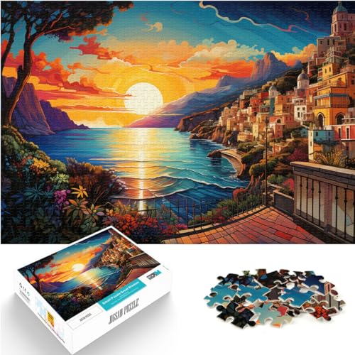 Puzzle Bunte Amalfiküste für Erwachsene 1000-teiliges Puzzle Lernspiele Holzpuzzle Familienspiele Weihnachtsgeburtstagsgeschenke 1000 Teile (50 x 75 cm) von LGNBTGM