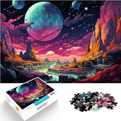 Puzzle Bunter Psychedelischer Asteroid für Erwachsene, 1000 Teile, Holzpuzzle, anspruchsvoll, Aber unterhaltsam und humorvoll, 1000 Teile (50 x 75 cm) von LGNBTGM