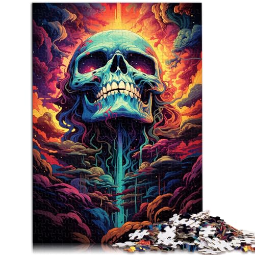 Puzzle Bunter Psychedelischer Totenkopf 1000 Teile Holzpuzzle Jedes Teil ist einzigartig - Anspruchsvolles Familienspaßspiel 1000 Teile (50 x 75 cm) von LGNBTGM