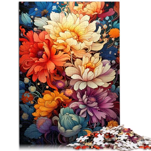 Puzzle Buntes und psychedelisches Blumenmeer, 1000 Teile, Puzzle aus Holz für Erwachsene, Familienaktivität, Puzzle, Lernspiele, 1000 Teile (50 x 75 cm) von LGNBTGM