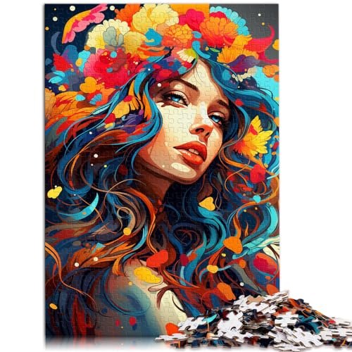 Puzzle Fantasie, farbenfrohe, schöne Frau, 1000-teiliges Puzzle für Erwachsene, Holzpuzzle zum Stressabbau, schwierige Herausforderung, 1000 Teile (50 x 75 cm) von LGNBTGM