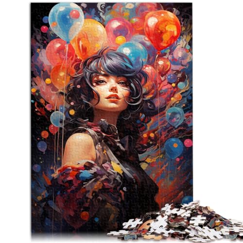 Puzzle Fantasie, farbenfrohe, schöne Frau, 500-teiliges Puzzle für Erwachsene, Holzpuzzle zum Stressabbau, schwierige Herausforderung, 500 Teile (38 x 52 cm) von LGNBTGM