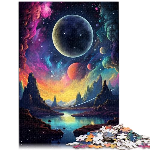 Puzzle Fantasie bunter Planet 500-teiliges Puzzle für Erwachsene Puzzle Holzpuzzle Spielzeug Puzzle Lernspiele Stressabbau Puzzle 500 Teile (38 x 52 cm) von LGNBTGM