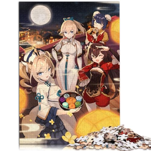 Puzzle Genshin Impact 500 Teile für Erwachsene, Holzpuzzle, Spaß für Aktivitäten zu Hause, Geburtstagsgeschenk, Reisegeschenk, 500 Stück (38 x 52 cm) von LGNBTGM