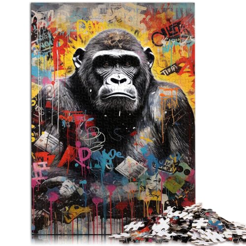 Puzzle-Geschenk, Banksy-Stil, Gorilla-Kunst-Puzzle für Erwachsene, 1000 Teile, Holzpuzzle, schwieriges, schweres Puzzle für Frauen und Männer, 1000 Teile (50 x 75 cm) von LGNBTGM