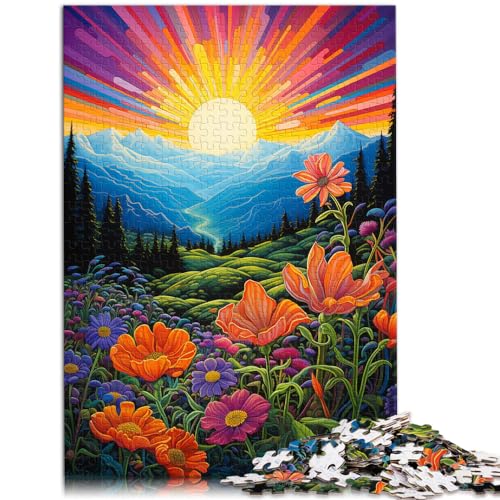 Puzzle-Geschenk, Berglandschaft mit Wildblumen, 1000-teiliges Puzzle für Erwachsene, Holzpuzzle, dekomprimierendes geistiges Lernspielzeug, 1000 Teile (50 x 75 cm) von LGNBTGM