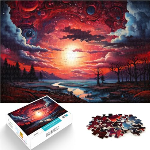 Puzzle-Geschenk, Fantasie, farbenfrohe Sonnenuntergangslandschaft, 1000-teiliges Puzzle-Spiel aus Holz, Stressabbau, schwierige Herausforderung, 1000 Teile (50 x 75 cm) von LGNBTGM