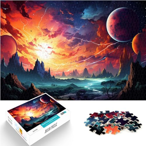 Puzzle-Geschenk, Bunte Psychedelie der Planetenlandschaft, 500-teiliges Puzzle für Erwachsene, Holzpuzzle, Familienunterhaltungsspielzeug, 500 Teile (38 x 52 cm) von LGNBTGM