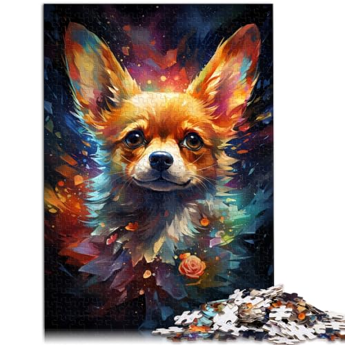 Puzzle-Geschenk, bunter Psychedelischer Chihuahua-Hund mit Galaxie, 300 Teile, Puzzle für Erwachsene, Holzpuzzle, Heimdekoration, Puzzle-Spielzeug, 300 Teile (26 x 38 cm) von LGNBTGM