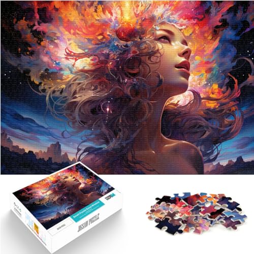 Puzzle-Geschenk, farbenfrohe Fantasiefrau, Puzzle 1000 Teile, jedes Teil ist einzigartig – anspruchsvolles, unterhaltsames Spiel für die ganze Familie, 1000 Teile (50 x 75 cm) von LGNBTGM