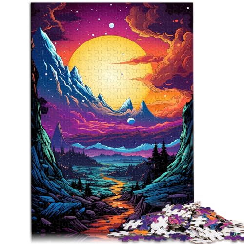 Puzzle-Geschenk, farbenfrohe Psychedelie mysteriösen Terrains, 500 Teile, Premium-Puzzle, Holzpuzzle, Familienspiele, Weihnachts- und Geburtstagsgeschenke, 500 Teile (38 x 52 cm) von LGNBTGM