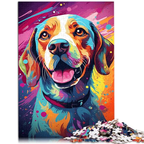 Puzzle-Geschenk, farbenfroher Psychedelischer Kunst-Farbhund, 1000-teiliges Puzzle, Holzpuzzle für anspruchsvolles Puzzlespiel und Familienspiel, 1000 Teile (50 x 75 cm) von LGNBTGM